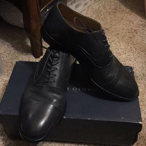 Dark gray leather dress oxfords w/shoe laces